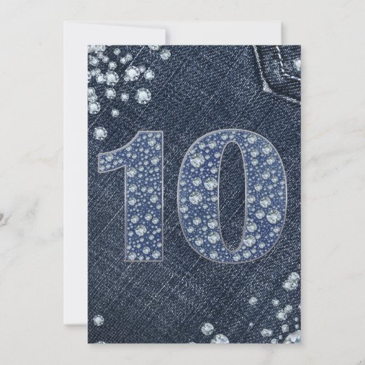 Denim & Diamonds Bling Sparkle 10e 10e verjaardag Kaart (Achterkant)