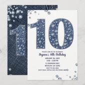 Denim & Diamonds Bling Sparkle 10e 10e verjaardag Kaart (Voorkant / Achterkant)