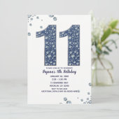 Denim & Diamonds Bling Sparkle 11e 11 Verjaardag Kaart (Staand voorkant)