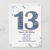 Denim & Diamonds Bling Sparkle 13th 13 Birthday Kaart (Voorkant)