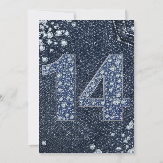 Denim & Diamonds Bling Sparkle 14e 14e verjaardag Kaart (Achterkant)