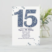 Denim & Diamonds Bling Sparkle 15th 15 Birthday Kaart (Staand voorkant)