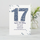 Denim & Diamonds Bling Sparkle 17th 17 Birthday Kaart (Staand voorkant)