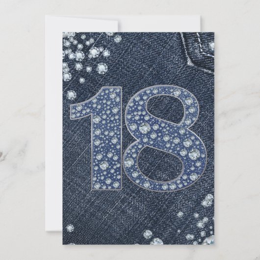 Denim & Diamonds Bling Sparkle 18th 18 Birthday Kaart (Achterkant)