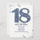 Denim & Diamonds Bling Sparkle 18TH 18 Verjaardag Kaart (Voorkant)