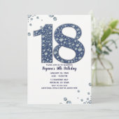 Denim & Diamonds Bling Sparkle 18TH 18 Verjaardag Kaart (Staand voorkant)