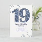 Denim & Diamonds Bling Sparkle 19de 19 Verjaardag Kaart (Staand voorkant)