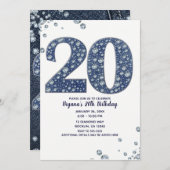 Denim & Diamonds Bling Sparkle 20TH 20 Birthday Kaart (Voorkant / Achterkant)