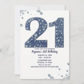 Denim & Diamonds Bling Sparkle 21st 21 Birthday Kaart (Voorkant)