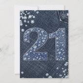 Denim & Diamonds Bling Sparkle 21st 21 Birthday Kaart (Achterkant)