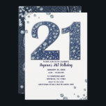 Denim & Diamonds Bling Sparkle 21st 21 Birthday Kaart<br><div class="desc">aangepaste uitnodiging</div>