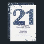 Denim & Diamonds Bling Sparkle 21st 21 Birthday Kaart<br><div class="desc">aangepaste uitnodiging</div>