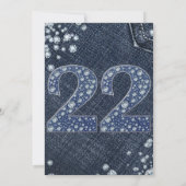 Denim & Diamonds Bling Sparkle 22 22e verjaardag Kaart (Achterkant)