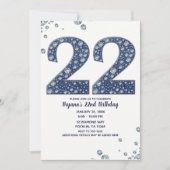 Denim & Diamonds Bling Sparkle 22 22ste verjaardag Kaart (Voorkant)