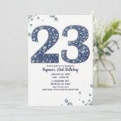 Denim & Diamonds Bling Sparkle 23 23e Verjaardag Kaart (Staand voorkant)