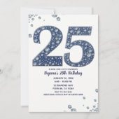 Denim & Diamonds Bling Sparkle 25 25th Birthday Kaart (Voorkant)