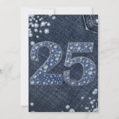 Denim & Diamonds Bling Sparkle 25 25th Birthday Kaart (Achterkant)