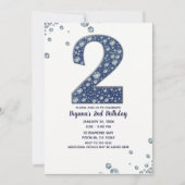 Denim & Diamonds Bling Sparkle 2ND Birthday 2 TWO Kaart (Voorkant)
