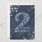 Denim & Diamonds Bling Sparkle 2ND Birthday 2 TWO Kaart (Achterkant)