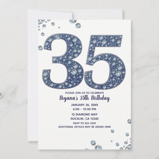 Denim & Diamonds Bling Sparkle 35TH 35 Birthday Kaart (Voorkant)