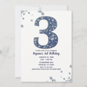 Denim & Diamonds Bling Sparkle 3rd 3 verjaardag Kaart (Voorkant)