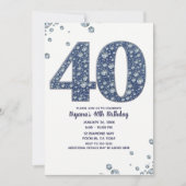 Denim & Diamonds Bling Sparkle 40TH 40 Birthday Kaart (Voorkant)