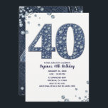 Denim & Diamonds Bling Sparkle 40TH 40 Birthday Kaart<br><div class="desc">aangepaste uitnodiging</div>