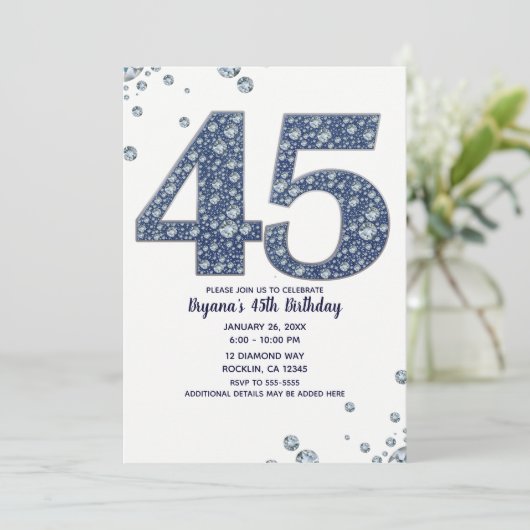 Denim & Diamonds Bling Sparkle 45TH 45 Birthday Kaart (Staand voorkant)