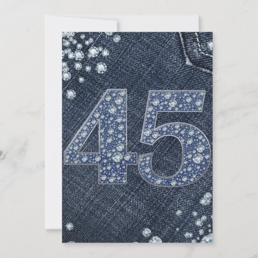 Denim & Diamonds Bling Sparkle 45TH 45 Birthday Kaart (Achterkant)