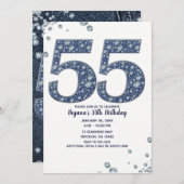 Denim & Diamonds Bling Sparkle 55TH 55 Birthday Kaart (Voorkant / Achterkant)