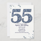 Denim & Diamonds Bling Sparkle 55TH 55 Verjaardag Kaart (Voorkant)