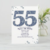 Denim & Diamonds Bling Sparkle 55TH 55 Verjaardag Kaart (Staand voorkant)