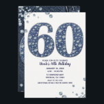 Denim & Diamonds Bling Sparkle 60TH 60 Birthday Kaart<br><div class="desc">aangepaste uitnodiging</div>