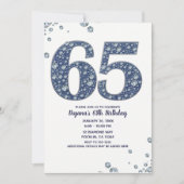 Denim & Diamonds Bling Sparkle 65TH 65 Verjaardag Kaart (Voorkant)
