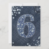 Denim & Diamonds Bling Sparkle 6th 6th Birthday Kaart (Achterkant)