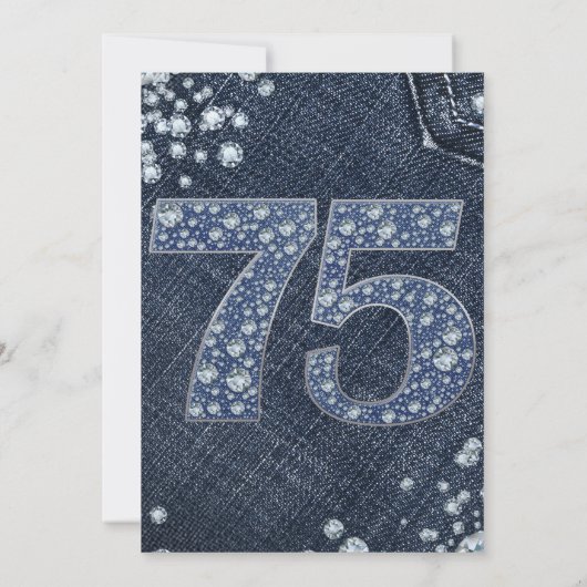 Denim & Diamonds Bling Sparkle 75TH 75 Birthday Kaart (Achterkant)