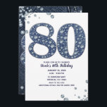Denim & Diamonds Bling Sparkle 80TH 80 Birthday Kaart<br><div class="desc">aangepaste uitnodiging</div>