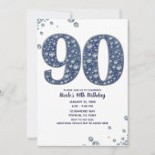 Denim & Diamonds Bling Sparkle 90TH 90 Verjaardag Kaart (Voorkant)