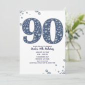 Denim & Diamonds Bling Sparkle 90TH 90 Verjaardag Kaart (Staand voorkant)