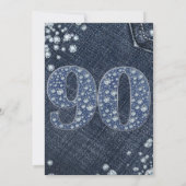 Denim & Diamonds Bling Sparkle 90TH 90 Verjaardag Kaart (Achterkant)