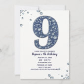 Denim & Diamonds Bling Sparkle 9de 9 Verjaardag Kaart (Voorkant)