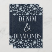 Denim & Diamonds Bling Sparkle Birthday Party Glam Kaart (Voorkant / Achterkant)
