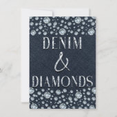 Denim & Diamonds Bling Sparkle Birthday Party Glam Kaart (Voorkant)