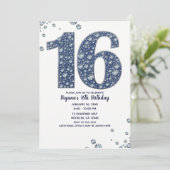 Denim & Diamonds Bling Sparkle Sweet 16 Birthday Kaart (Staand voorkant)