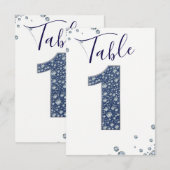 Denim & Diamonds Bling Sparkle Table Number 1 ONE Kaart (Voorkant / Achterkant)