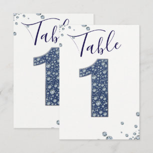 Denim & Diamonds Bling Sparkle Table Number 1 ONE Kaart
