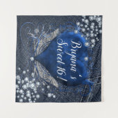 Denim Diamonds Blue Heart Verjaardagsfeestje Achte Wandkleed (Voorkant (horizontaal))