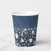 Denim & Diamonds Blue Jean Bling Verjaardagsfeestj Papieren Bekers (Links)