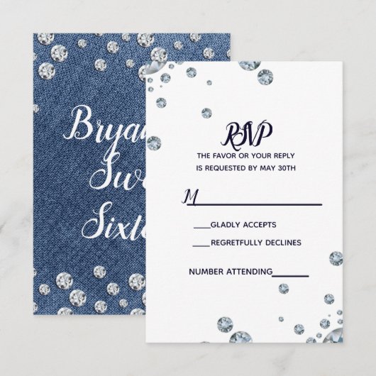 Denim & Diamonds Blue Jeans Bling Glam RSVP (Voorkant / Achterkant)