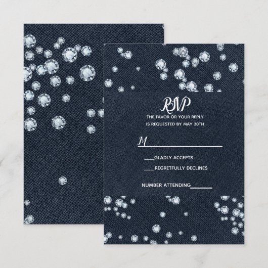 Denim & Diamonds Blue Jeans Bling Glam RSVP (Voorkant / Achterkant)